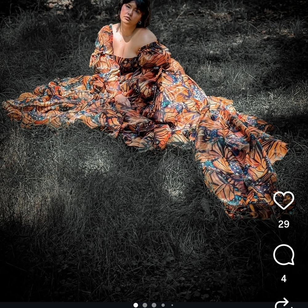 NwT 1X 14 16 Selkie Monarchy Gown Dress Orange Black Wedding Festival Tiktok - Picture 6 of 14